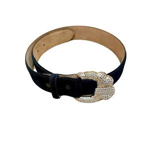 WCM black suede belt with rhinestones small